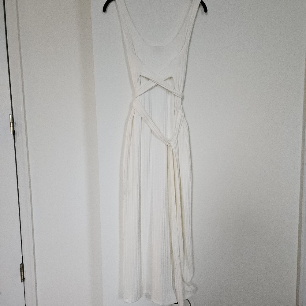 Cream Ribbed Bodycon Dress - Picture 4 of 4